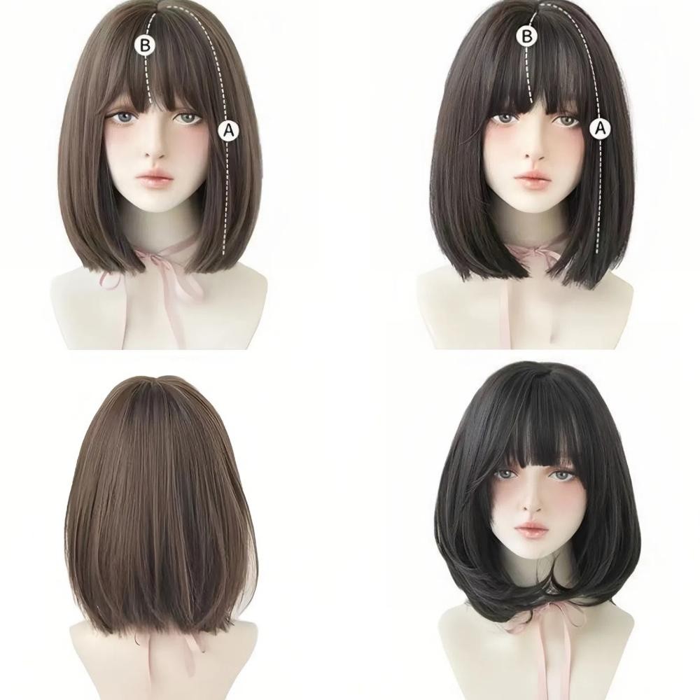 Wig wanita full kepala lolita 35CM wig rambut wanita pendek wig daily rambut palsu wanita pendek wig