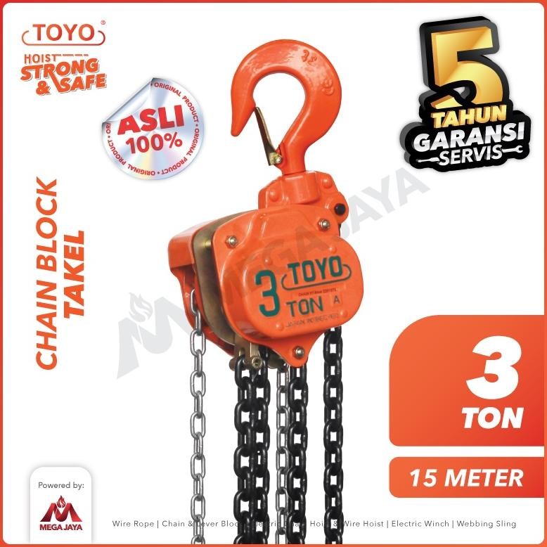NEW TOYO Chain Block / Takel 3 Ton x 15 Meter