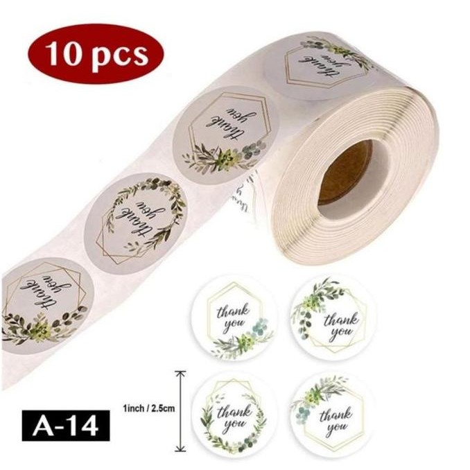 Sticker Thank You Flower Isi 100Pcs Motif Bunga Putih