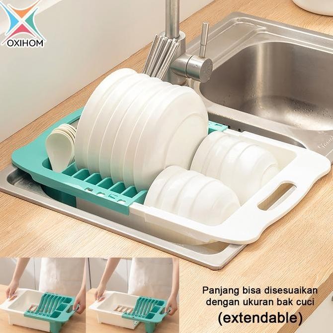 Oxihom Tempat Rak Pengering Piring Wastafel Rak Cuci Piring Peniris Buah Plastik Buah Plastik Rack