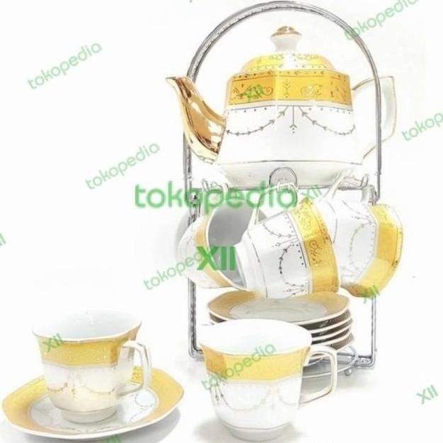 Vicenza C~78 Golden Touch Series Coffee Tea Set 15 Pcs Paket Teko + Cangkir + Stand