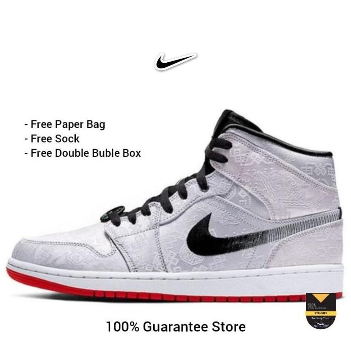 New  Sepatu Nike Clot x Air Jordan 1 Mid ' Fearles ' Sneakers Pria