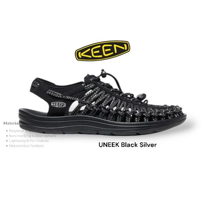 New  Sneakers Sandal Shoes  Keen UNEEK Black Silver Mens