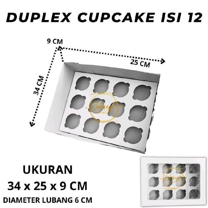 (10 Pcs) Dos / Dus Duplex Cupcake Isi 12 Duplex Kue Cupcake / Box / Kotak / Hampers / Dos