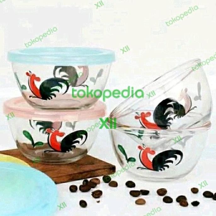 Kukuruyuk Collection 9Cm Mangkok Kaca Legendaris Ayam Jago + Tutup