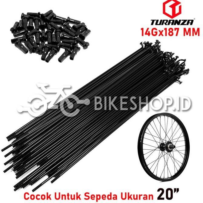 Spoke Jeruji Jari-Jari Sepeda 20" Inch 14Gx187mm Hitam Turanza murah