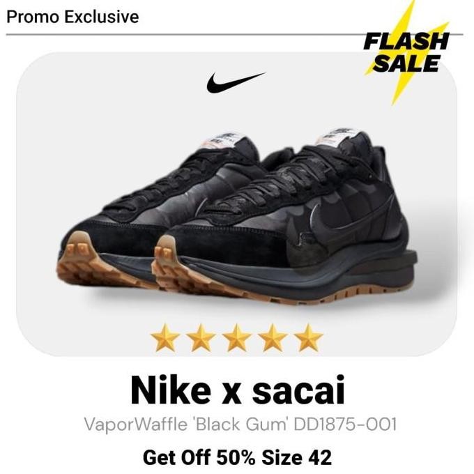 New  Nike x sacai VaporWaffle 'Black Gum' DD1875-001 Originals Guaranteed