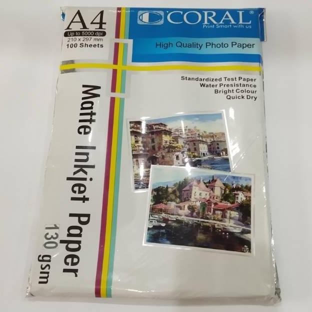 

Coral Matte Inkjet Paper 130 Gsm 100 Sheets