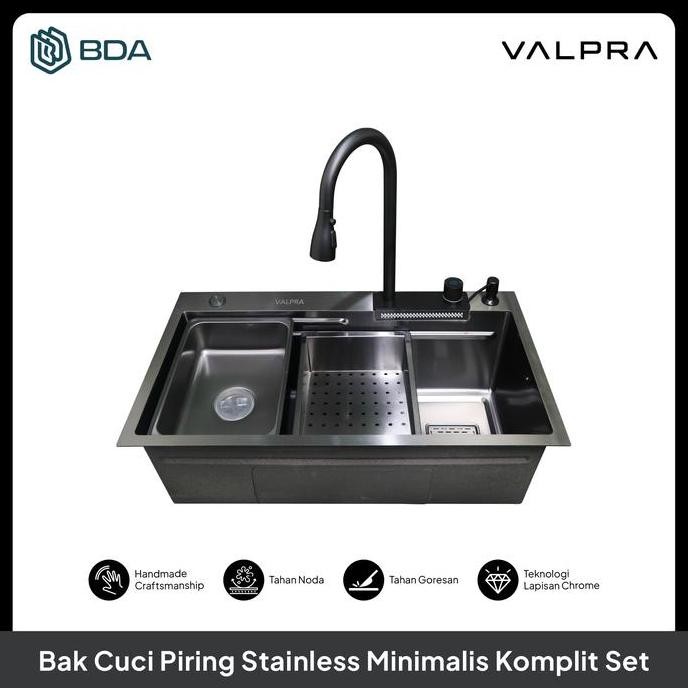 Valpra Kitchen Sink 1 Lubang Wastafel Cuci Piring Tempat Cuci Piring Stainless Bak Cuci Piring Stain