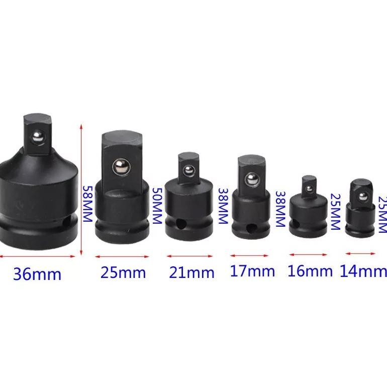 Berkualitas Kunci Sock Rachet 6 Pcs Converter Adaptor Mata Sok Stang L Impact Set 1/4 3/8 1/2 3/4 Sa