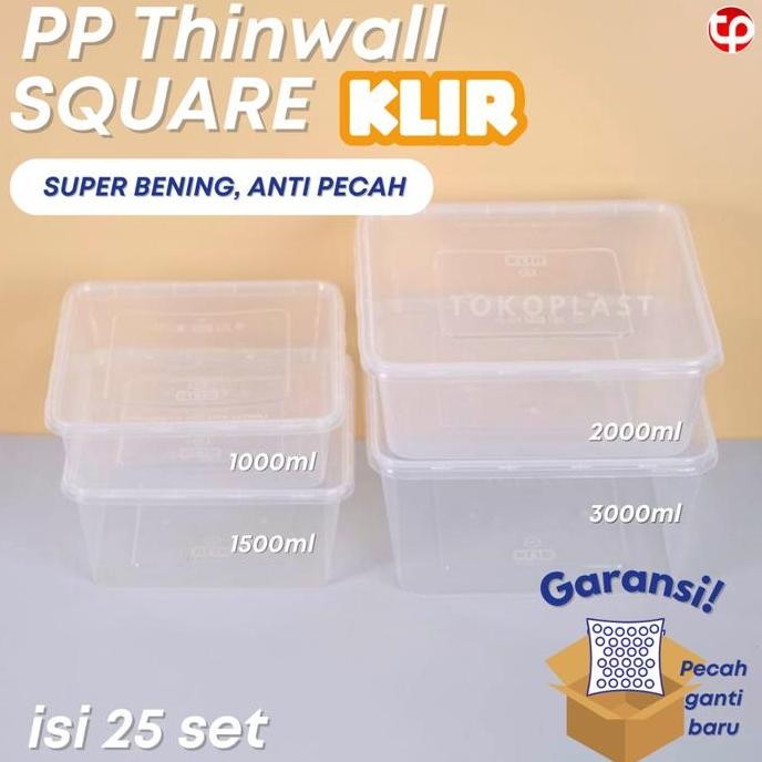 [Grosir] Thinwall Klir Square Thinwall Kotak 1000 1500 2000 3000 Ml