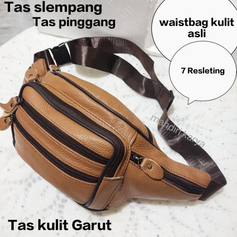 Tas slempang kulit Garut asli Tas pinggang kulit waistbag kulit /Tas kulit