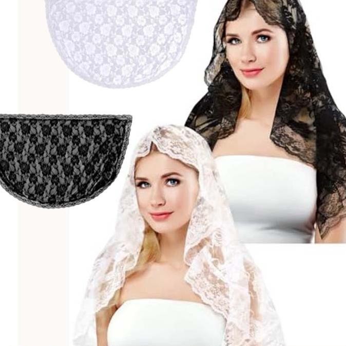 Mantila Kerudung Katolik Jilbab Kurung Kain Kepala Pengantin Mantilla Mantila Katolik Kerudung
