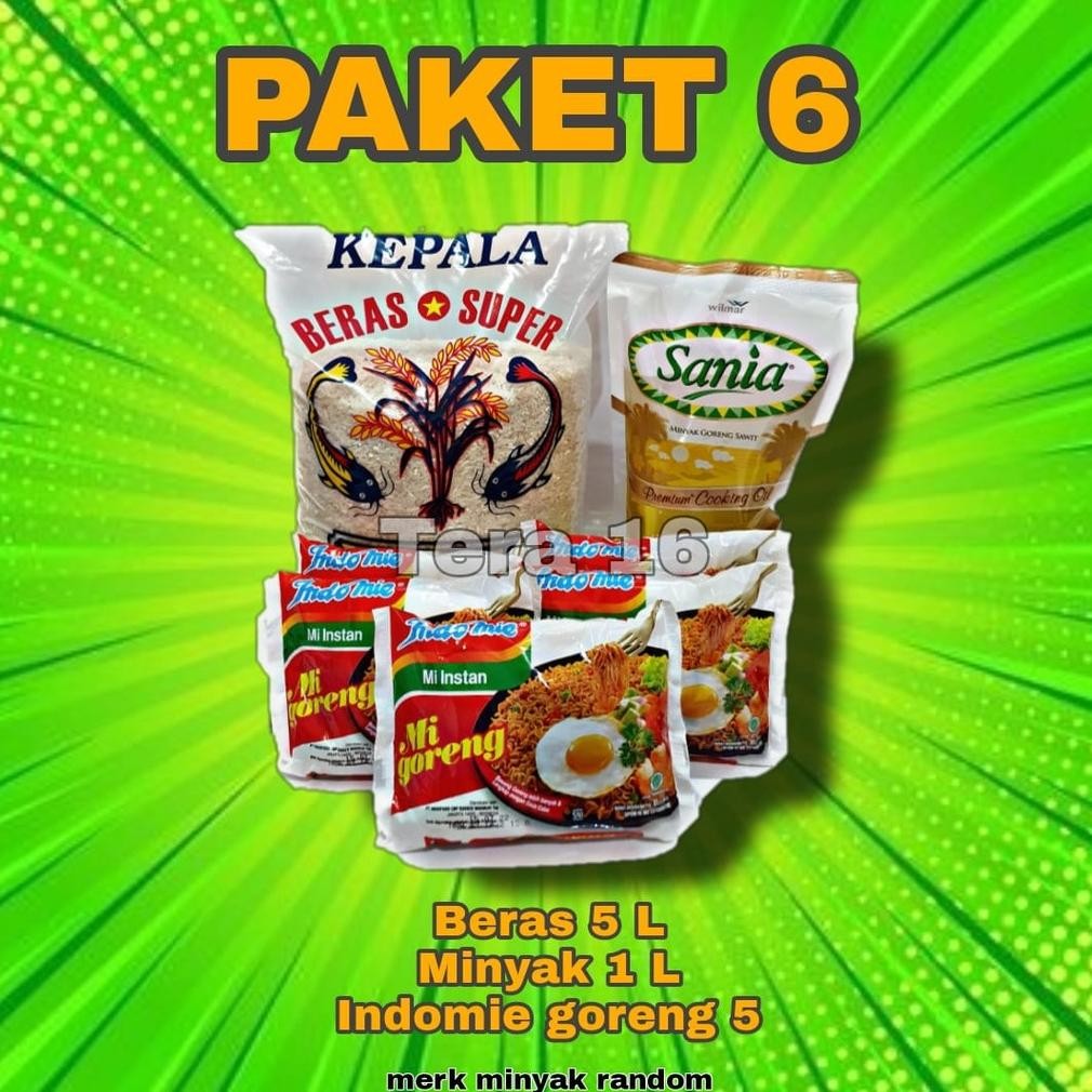 

paket 6 /sembako /beras /minyak/ mie goreng /indomie /paket lebaran/ murah