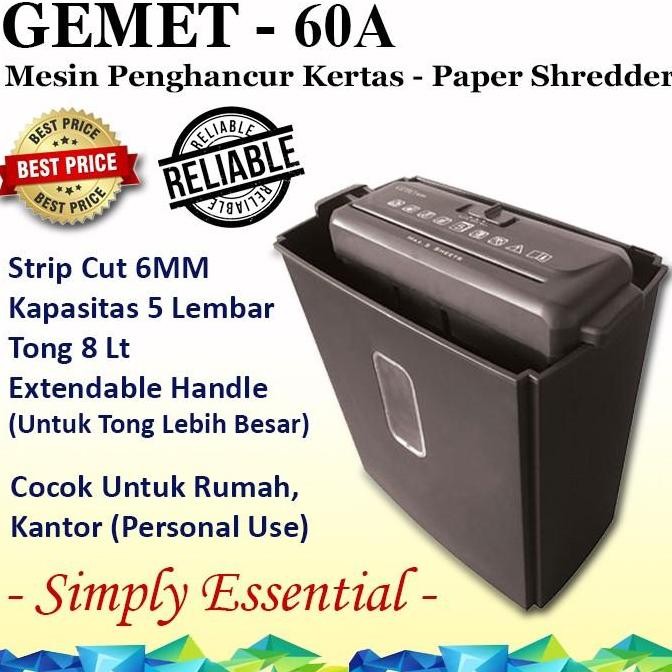 TERLARIS - Mesin Penghancur Kertas Paper Shredder GEMET 60A , Gemet 60S Murah