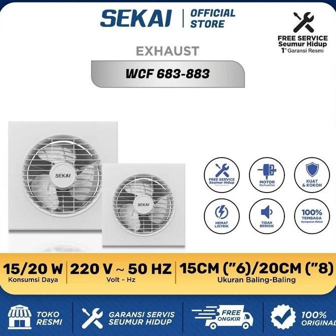 PROMO - SEKAI Exhaust Fan Dinding / Kipas Angin Hexos 6 Inch / 8 inch - WCF 683 / WCF 883 WCF683 / W