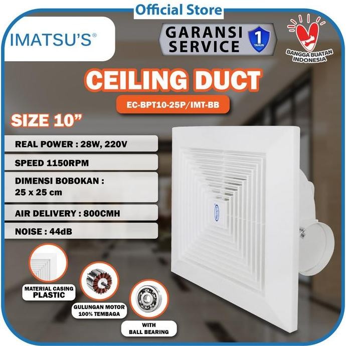 PROMO - Ceiling Exhaust IMATSU EC-BPT10-25P/IMT-BB 10" Exhaust Plafon Exhaust Fan