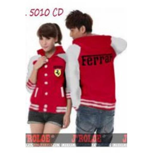 TERBARU - 393 BAJU PASANGAN ( COUPLE ) JAKET TOPI COUPLE FERRARI MERAH, BAHAN FL