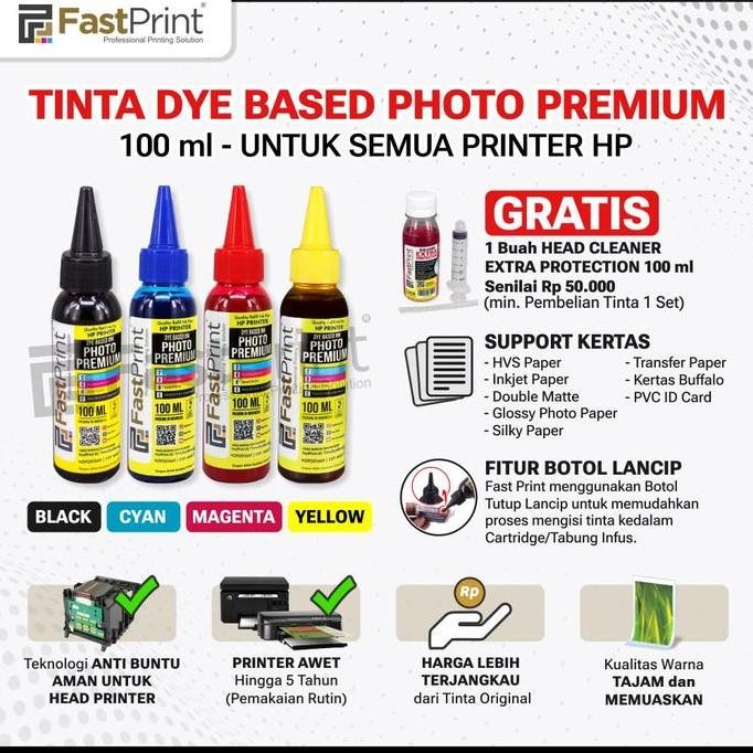 &<&<&<&] Tinta Photo Premium Fast Print Printer HP 1 Set 4 Warna