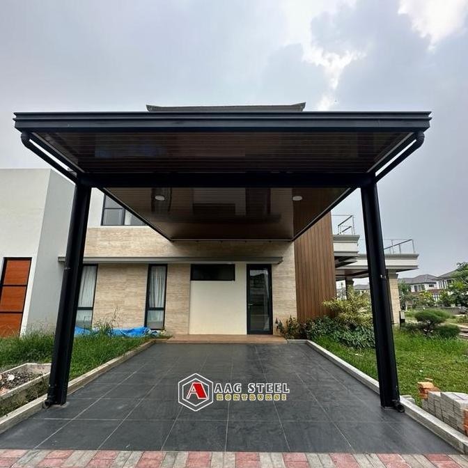 Kanopi plapon pvc lis bending 30cm modern Tiang WF 150 lis frofil dan talang Plafon Besi Baja NS