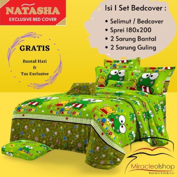 Natasha Bed Cover Set + Sprei Keropi Bahan Poly Tc 80 Termurah