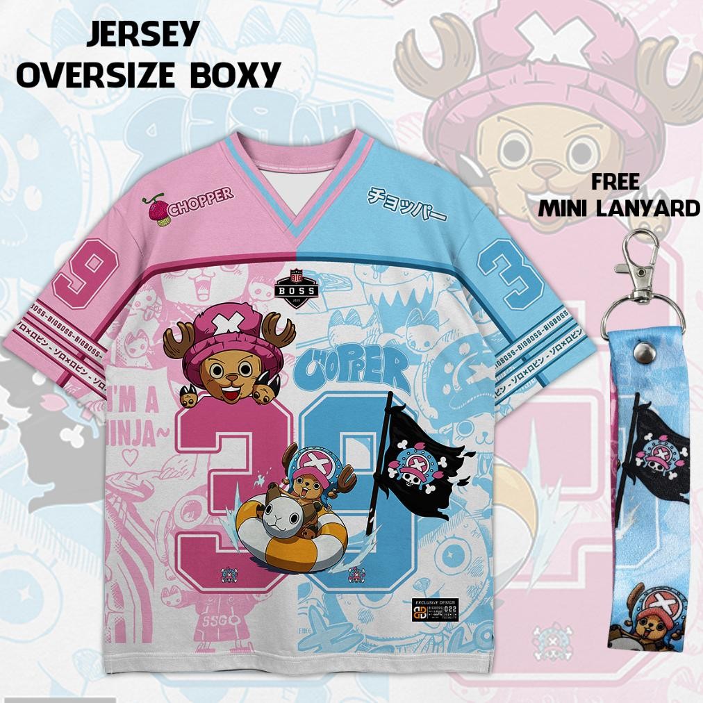 (Gratis Lanyard, Stiker) BIGBOSS Baju Jersey Anime One Piece Unisex Oversize Boxy 022 Chopper Cute