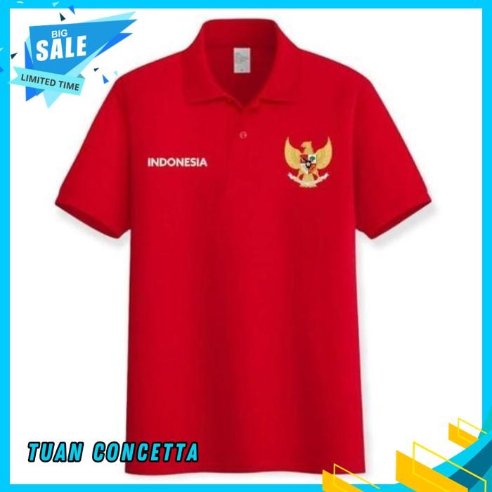 KAOS POLO SHIRT TSHIRT BAJU KERAH DISTRO TULISAN INDONESIA BURUNG GARUDA TIMNAS POLOS CUSTOM PRIA WA