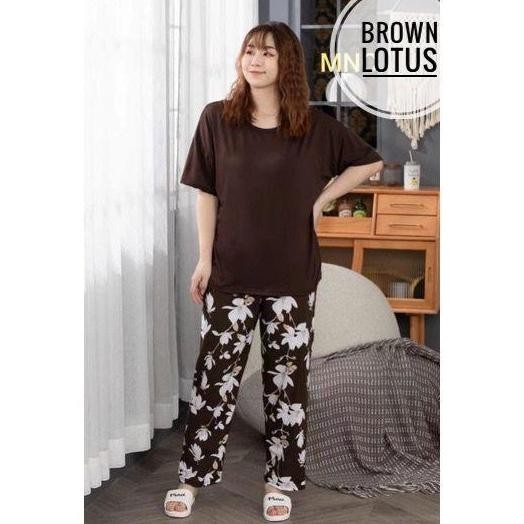 Baju Tidur Wanita Jumbo Setelan Celana Panjang Ld130Cm
