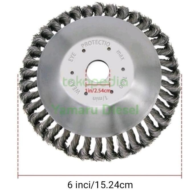 Mata Pisau Potong Rumput Model Sikat Baja 6 Inci