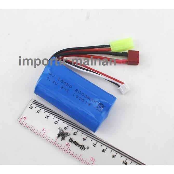 PROMO - baterai RC li-ion 7.4V 2000mAH 20C dual soket rc boat FT009 WL 12428