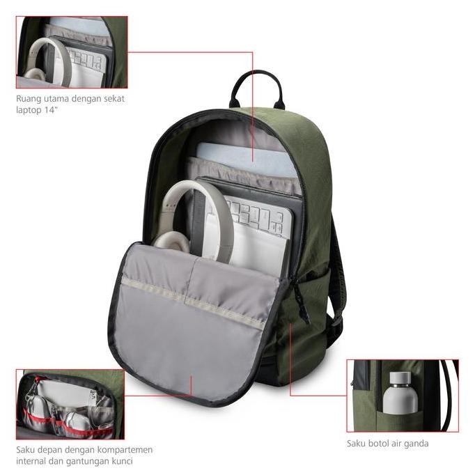Bodypack Convey 2.0 Laptop 14 Inch Bag Tas Ransel Daypack Kuliah Anti Air Backpack - Olive