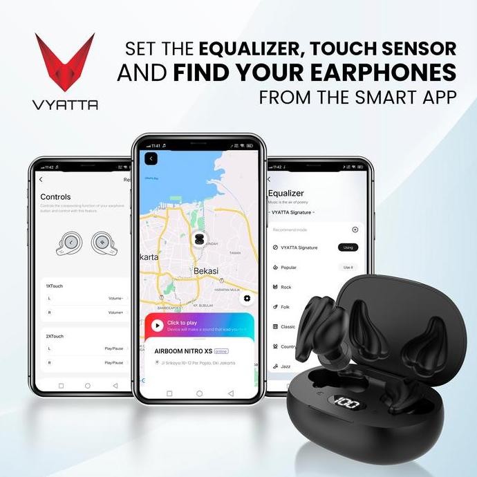 VYATTA AIRBOOM NITRO XS TWS BLUETOOTH HEADSET EARPHONE GAMING