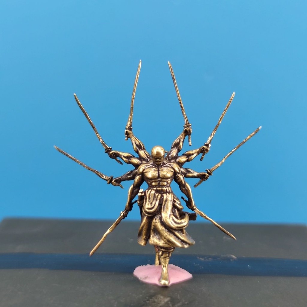 Patung Dekorasi Mikro Mobil Zoro Nine-Tomohadoboji One Piece Kuningan untuk Interior Mobil Dashboard