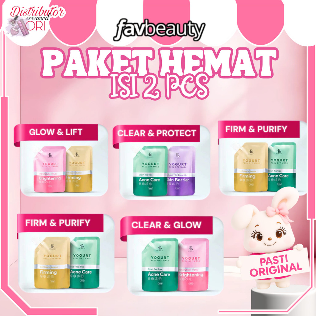 [PAKET ISI 2] FAV Beauty Paket Bundle Bundling Hemat 2pcs Yogurt Peel Off Mask Acne Care Brightening