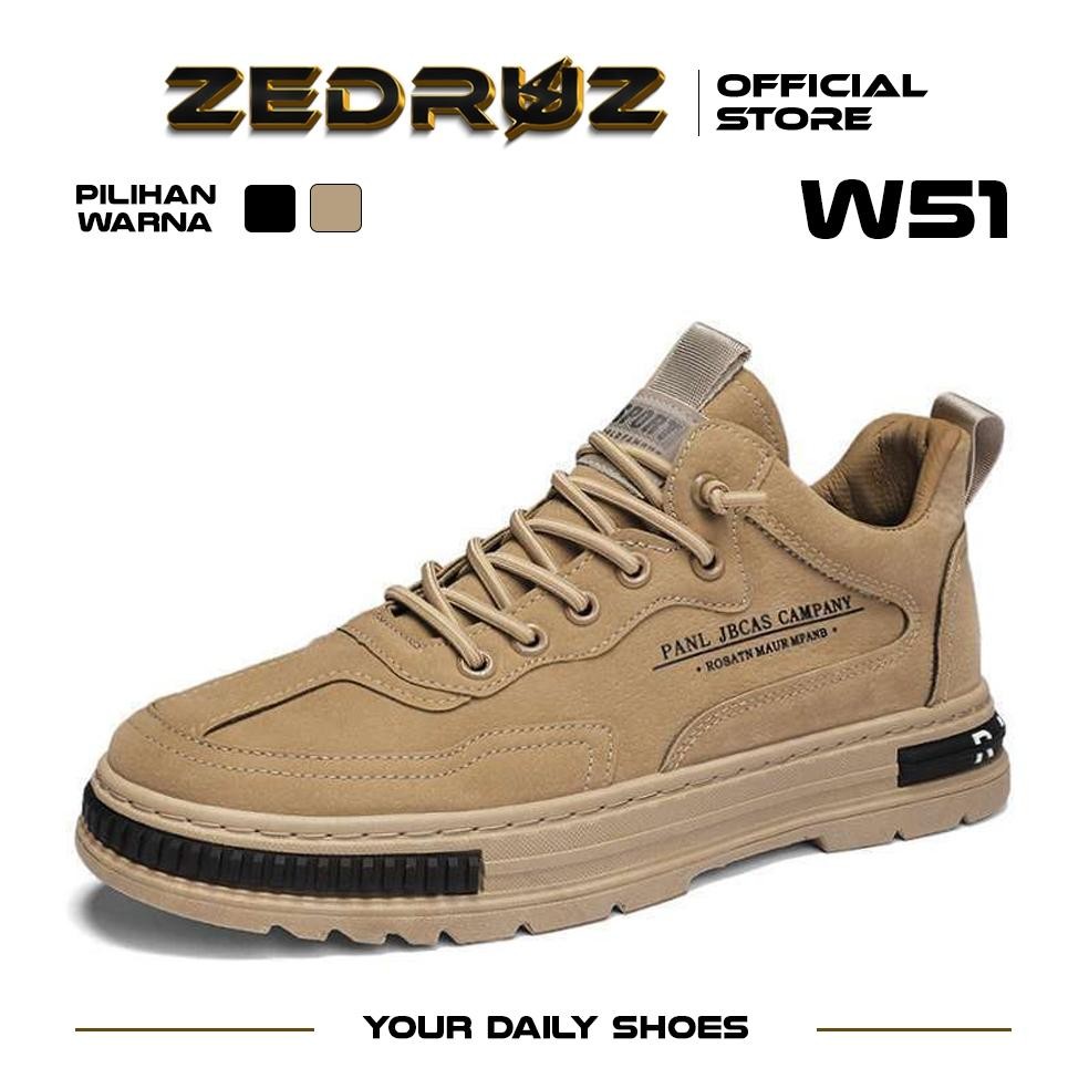 Zedruz Sepatu Pria Casual Model High Sepatu Sneakers Kulit Sepatu Kulit Kekinian W51