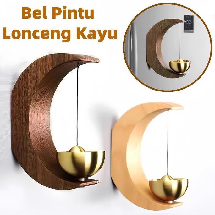 Bel Pintu Lonceng Kayu / Bel Lonceng Pintu Kuningan / Doorbell Lonceng Kayu Magnet Bel Pintu Kenari 