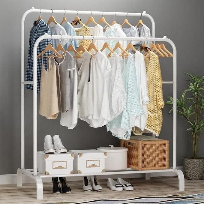 Gantungan Double Hanger Double Stand Hanger Caramel Big Stand Hanger Rak Gantung Serbaguna Shenar