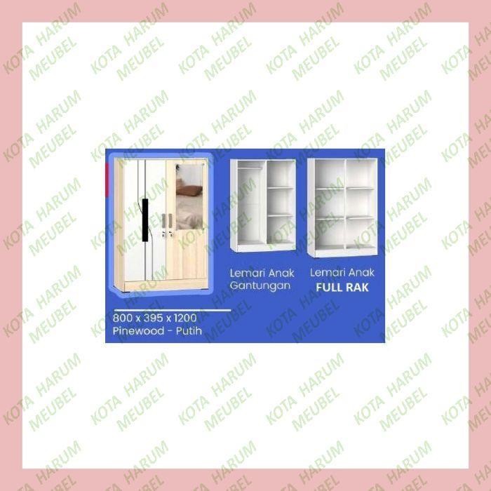 Lemari Kayu Anak Kost Kosan 2 Pintu Baju Pakaian Pendek 120 Cm Emily Terlaris Best Quality 100% Orig