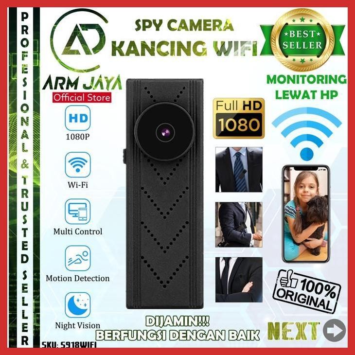 PROMO IP CAMERA BUTTON BACKCLIP WIFI RESOLUSI 4K KAMERA TERSEMBUNYI KANCING BAJU HIDDEN SPYCAM S918 