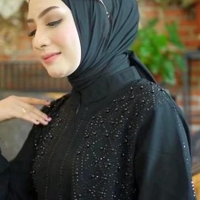 [Beli Lokal ] Abaya SAFANA Mewah Jetblack Mix Payet Handmade Ori, Bordir Elagan Seruty Jersey Hitam 