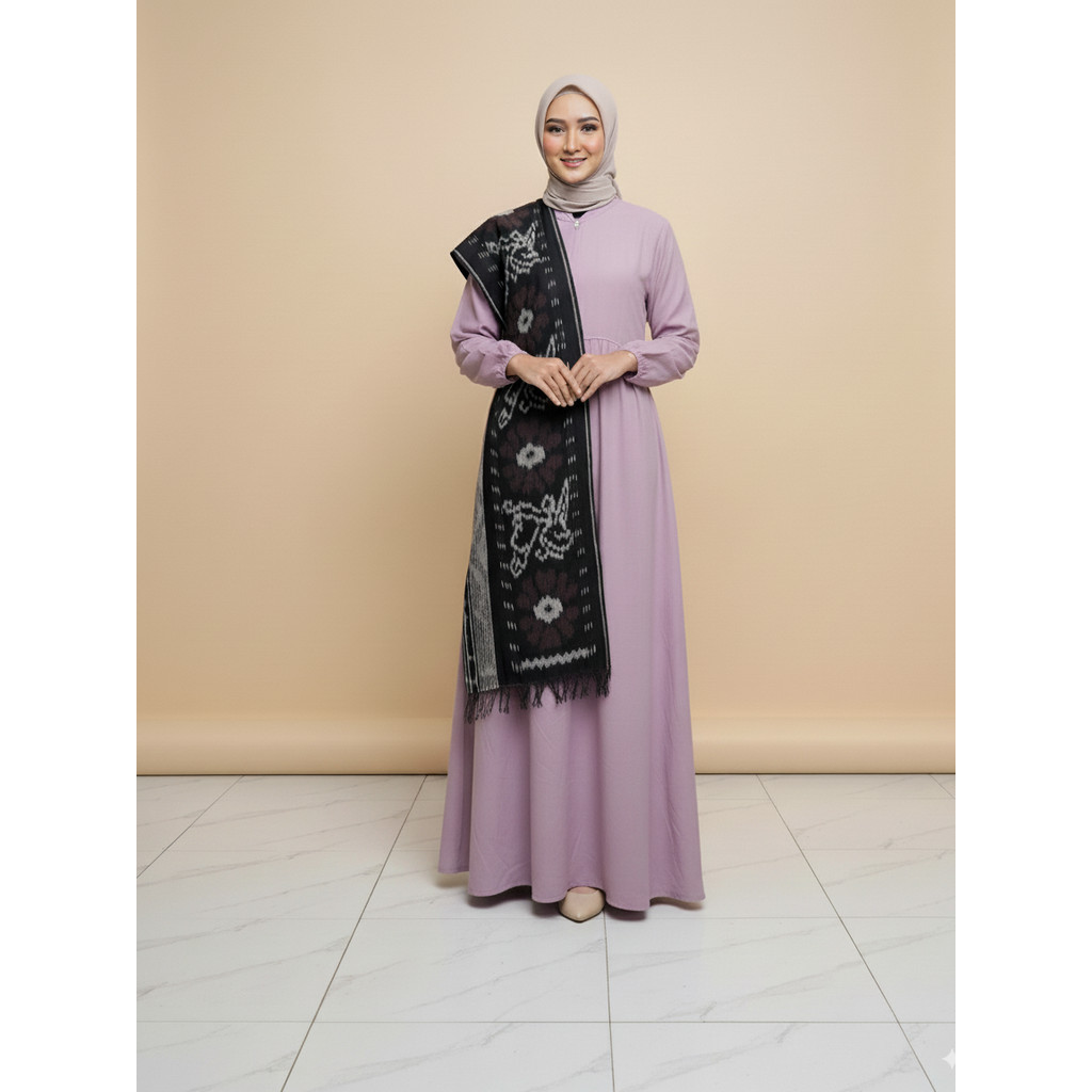 Gamis  Jas Etnik Twill Premium Mix Tenun Troso Kombinasi