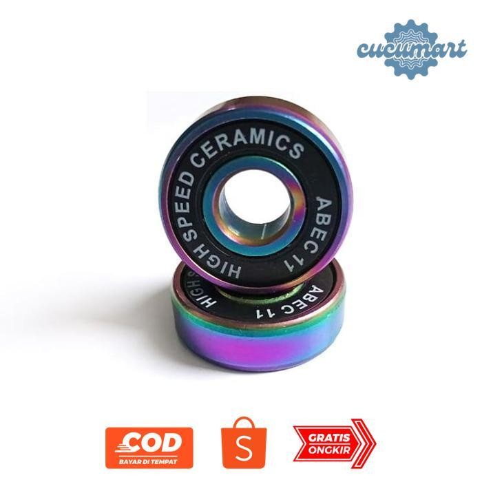 Of14 hj-45 Profesional SPEED Bearing CERAMIC Hybrid black inline skate skateboard sepatu roda kerami