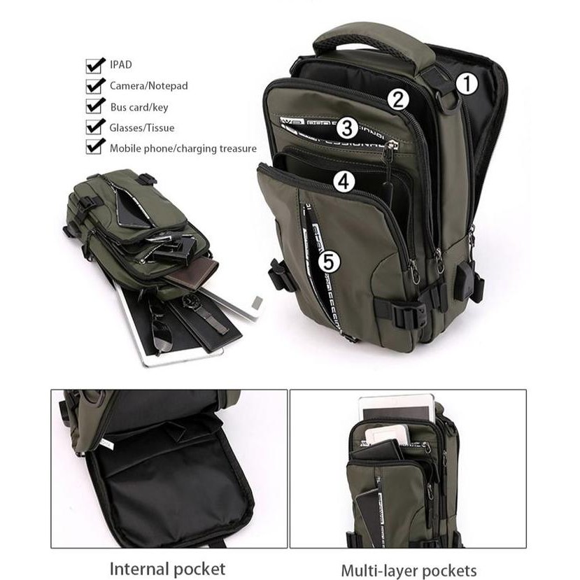 Tas Selempang Pria Tas Selempang Pria Keren Multifungsi Sling Bag Pria Waistbag Pria Sport Waterproo