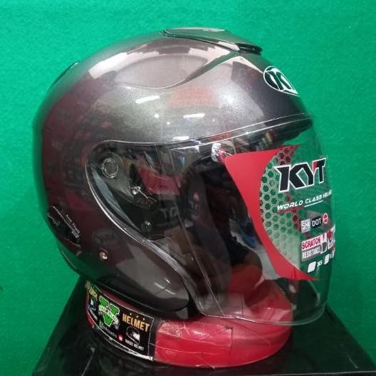 Kyt Helm Kyoto Solid Gunmetal Glossy Original Kyt