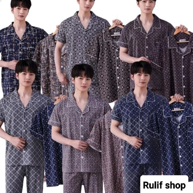 Rulif Baju Tidur Piyama Pria Dewasa Corak Kotak/Piyama Baju Tidur Pria Dewasa Import/Baju Tidur Pria