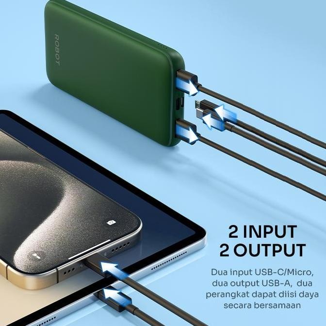 ROBOT PowerBank RT12 10000 mAh Dual Input Output Slim Original - Garansi 1 Tahun [Bisa COD]