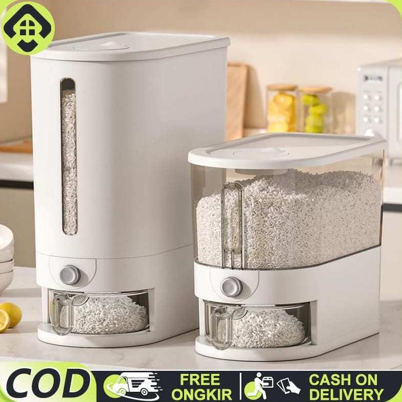 SALVO 6/12KG Dispenser Beras Otomasi Anti Kutu 15KG/25KG Tempat Penyimpanan Beras GRATIS