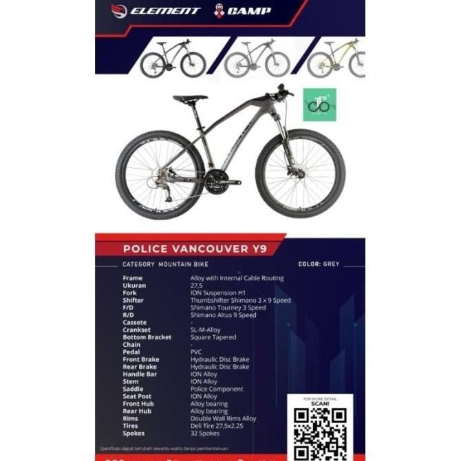 Sepeda MTB 27.5" Element Police Vancouver Y9 TERBARU
