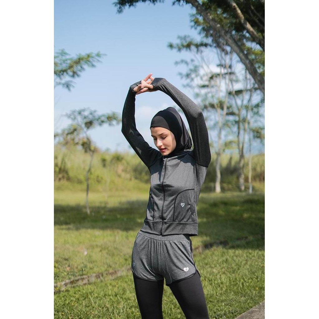 Jaket Olahraga Fitwear (Running, Sepeda , Gym ) BETH THUMB [D.GREY