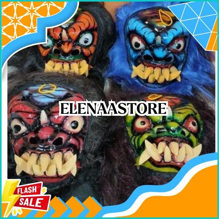 Topeng Buto Gedruk Mainan Anak Seram Asli Kayu DISKOM